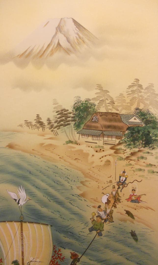 掛け軸 武藤百峰 宝当図 七福神 絹本 希少 軸装 茶道具 掛軸 美品 です。