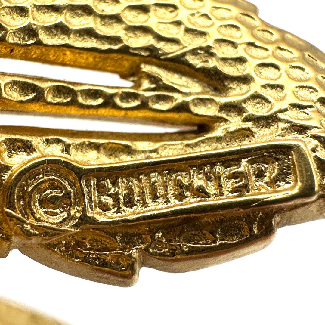 【希少】BOUCHER ブーシェ ブローチ リーフ フェイクパール ゴールド