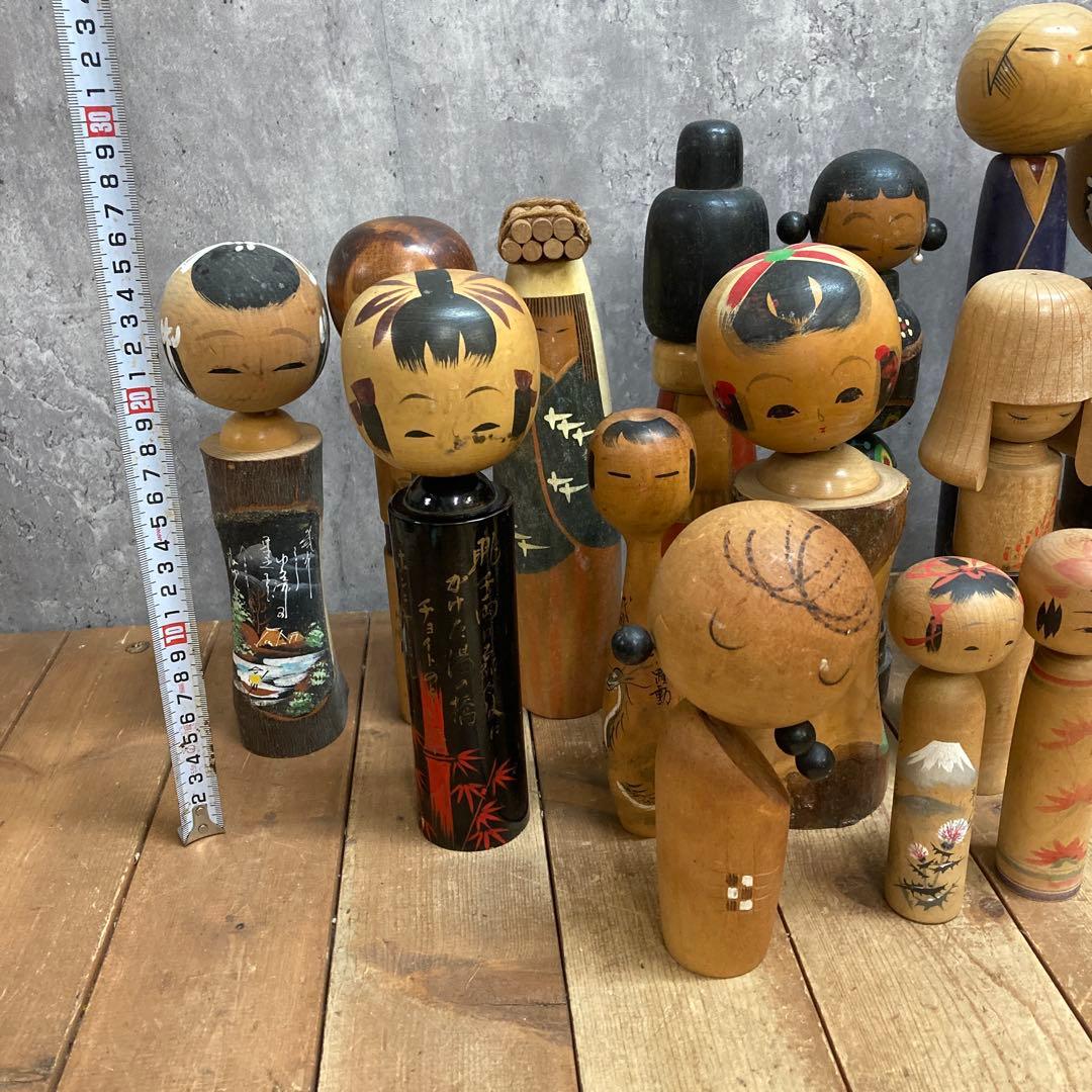 D-3 【希少・まとめ売り】アンティーク こけし 16体セット 伝統工芸 創作