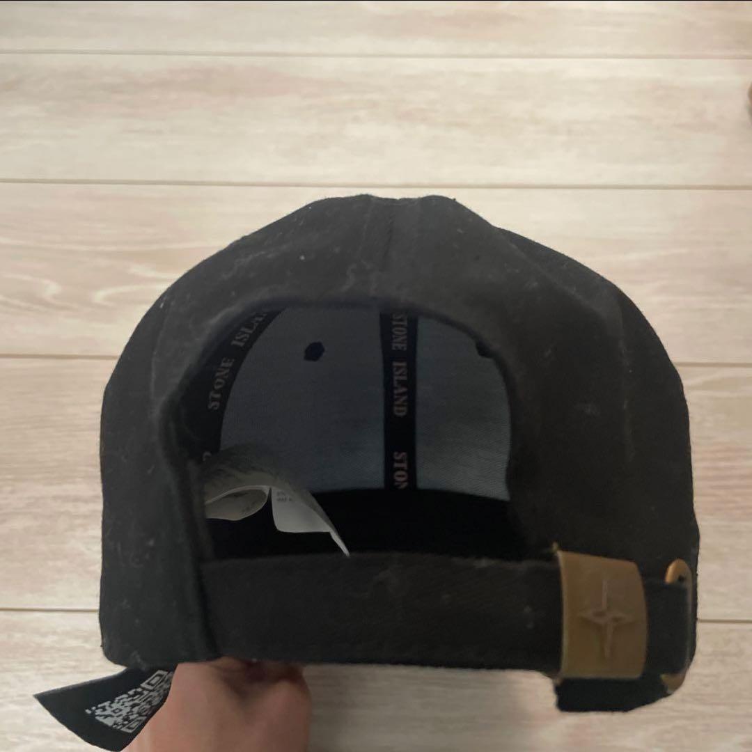 美品 ストーンアイランド　STONE  キャップ 刺繍ロゴ付き 黒
