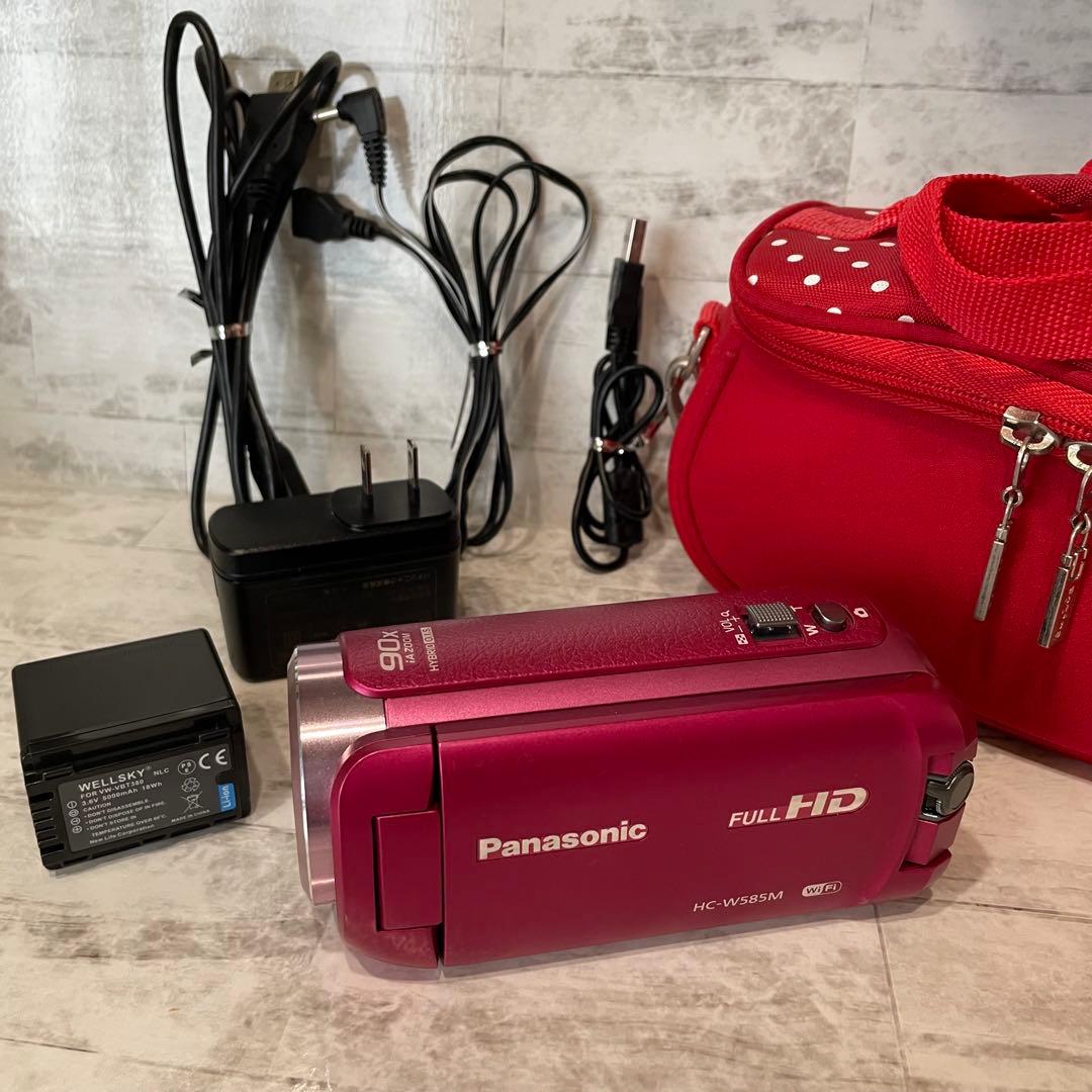 パナソニック HC-W585M ビデオカメラ ケース+予備バッテリー　３脚付