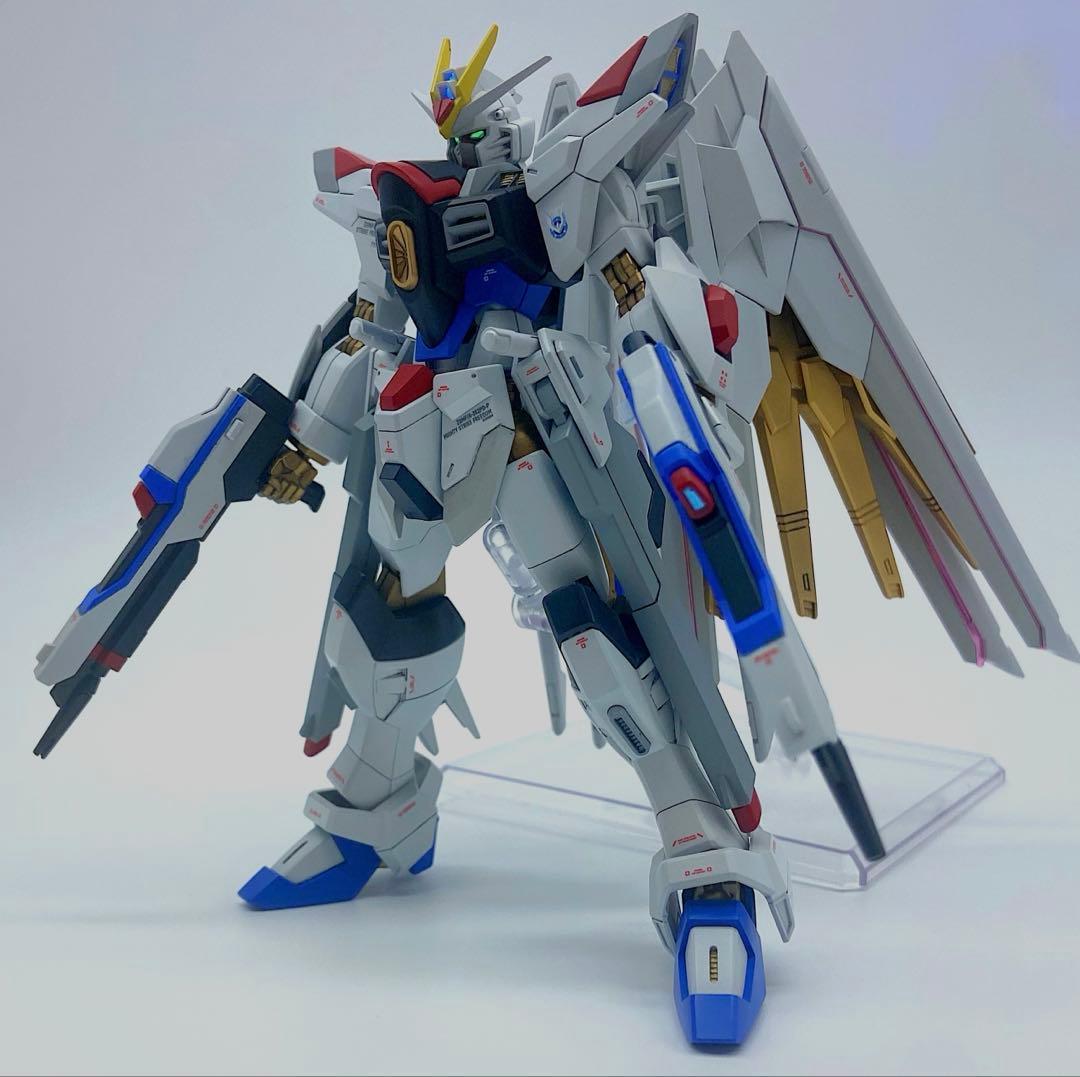 HGマイティーストライクフリーダムガンダム　全塗装　完成品　スタンド付き