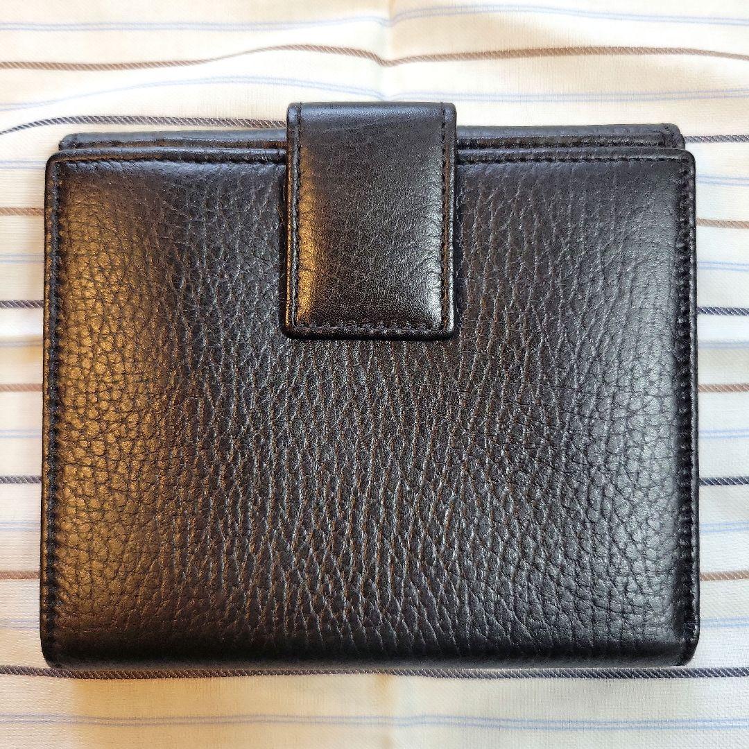 GUCCI グッチ ブラックレザー 二つ折り財布 レザーウォレット