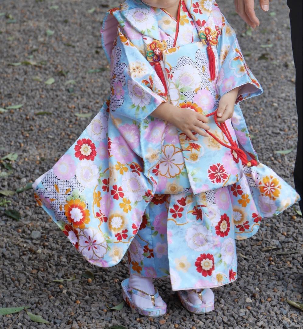 七五三　女の子　3歳着物　水色　フルセット