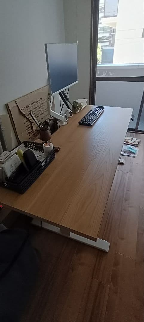 【最終値下げ】昇降デスク　木目調パソコンデスク　広い作業スペース