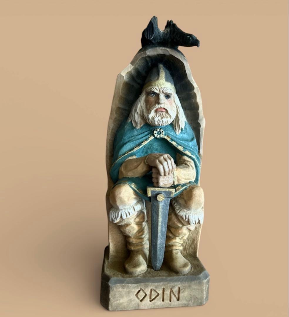 ノルウェー　ヘニング 木彫り　北欧神　オーディン　ヴィンテージ HENNING