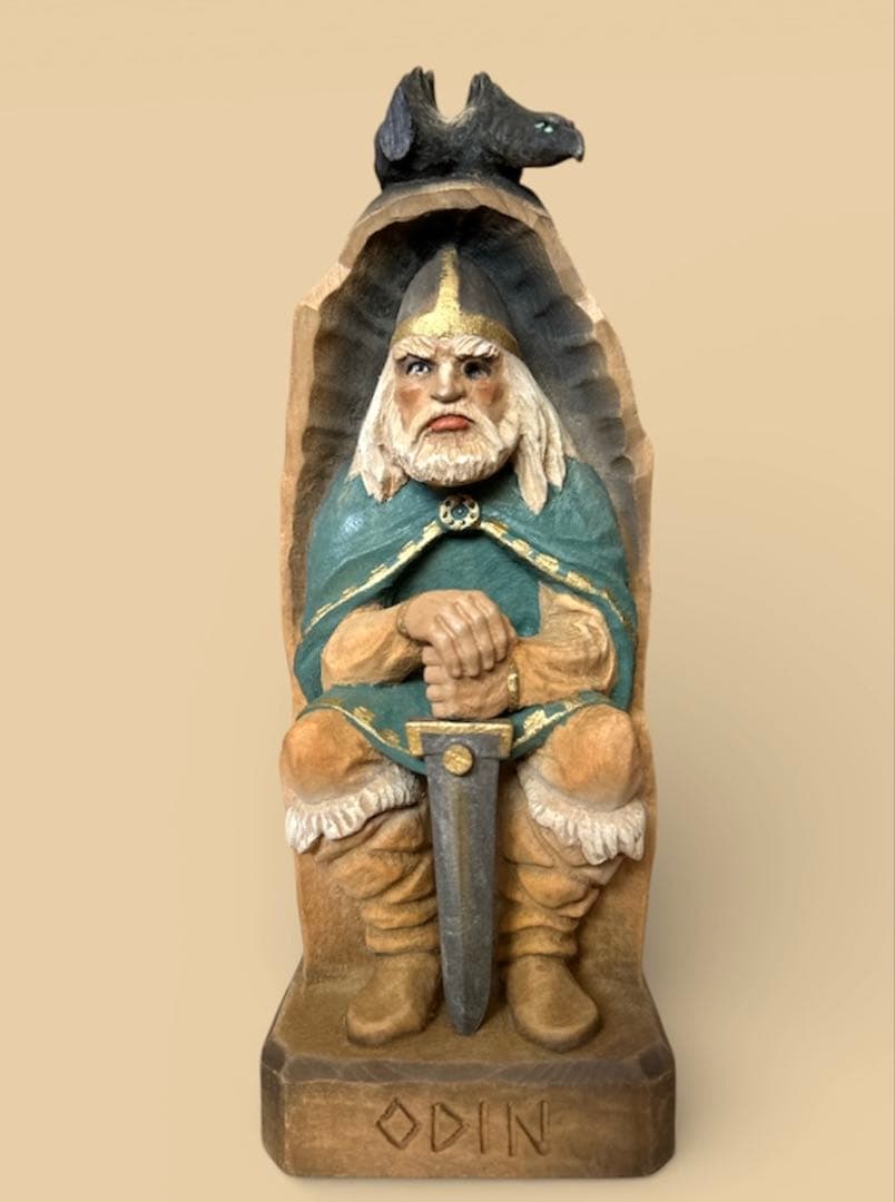 ノルウェー　ヘニング 木彫り　北欧神　オーディン　ヴィンテージ HENNING