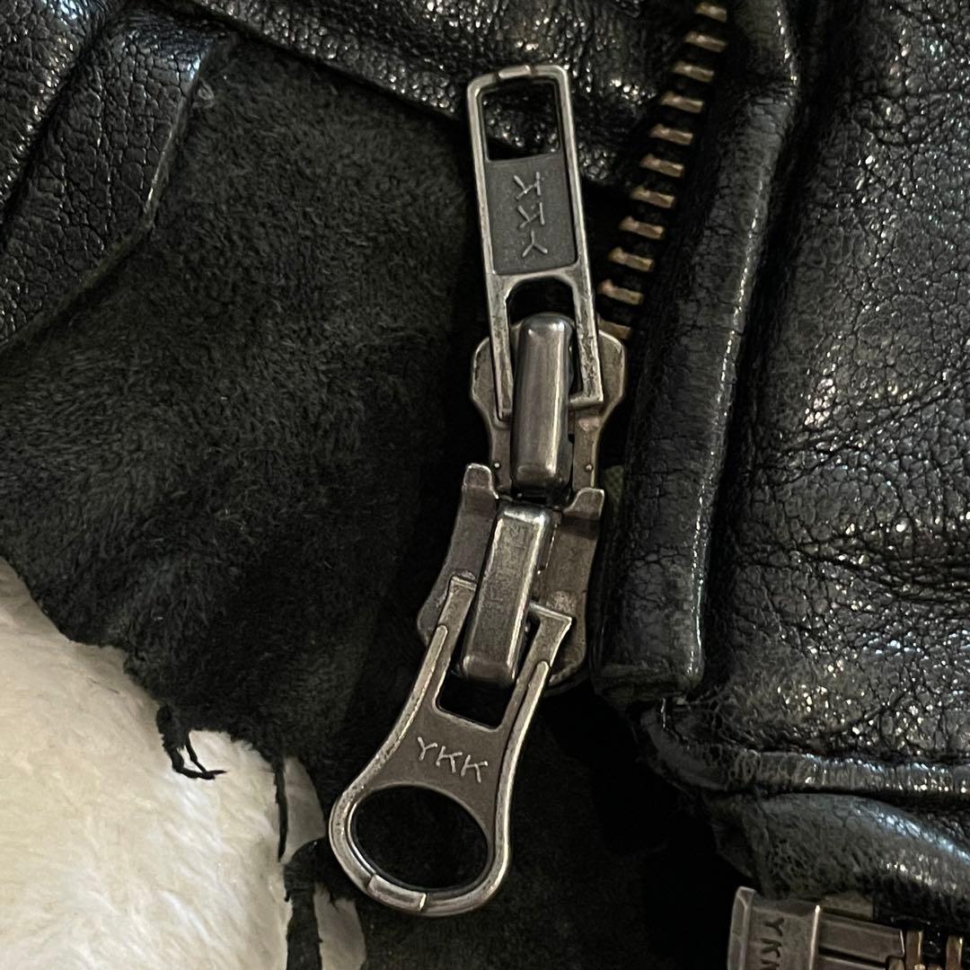 ジャケット・アウター 00s japanese label fur leather jacket BL