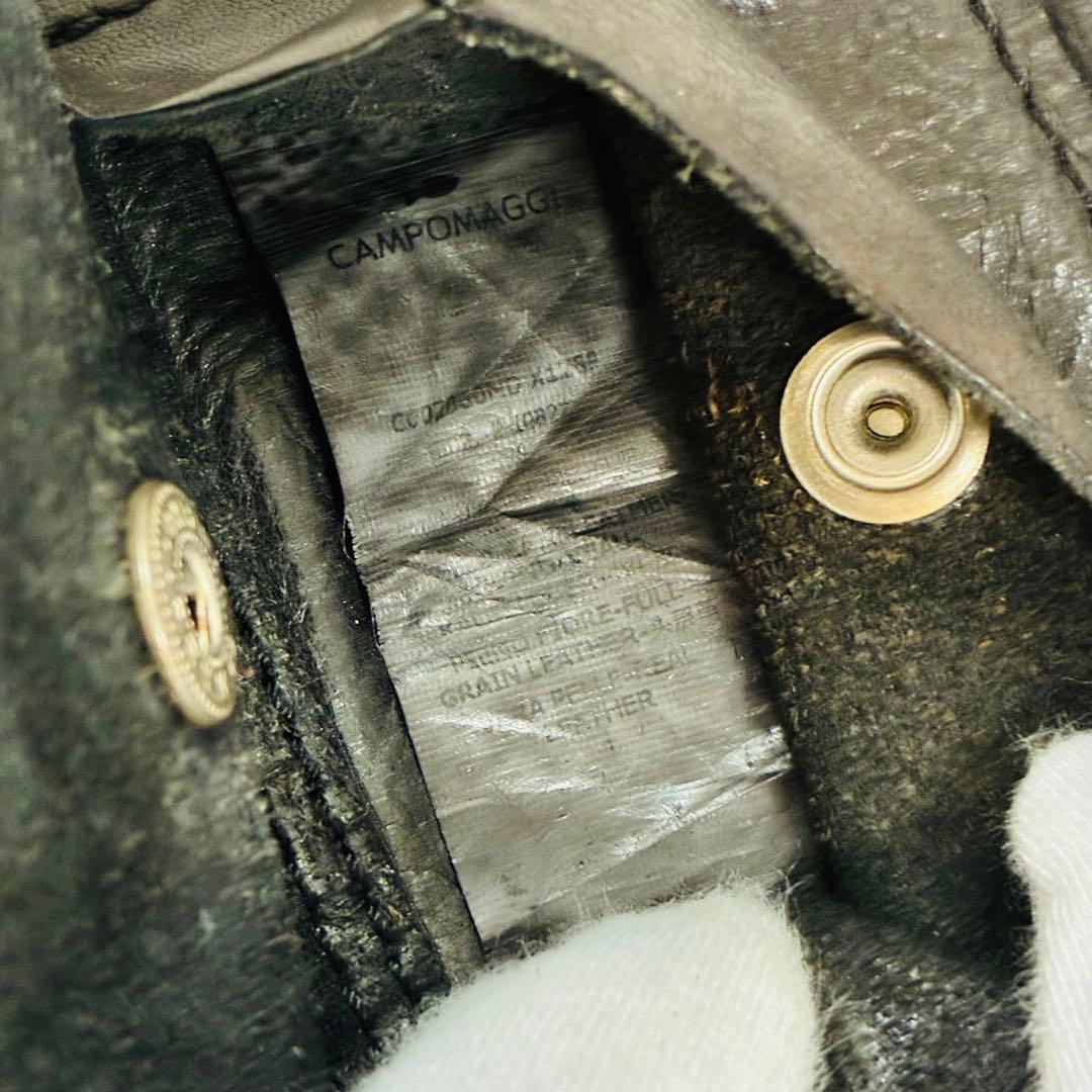 CAMPOMAGGI スタッズ　ミニ　ウォレット　黒　レザー　ラウンドジップ