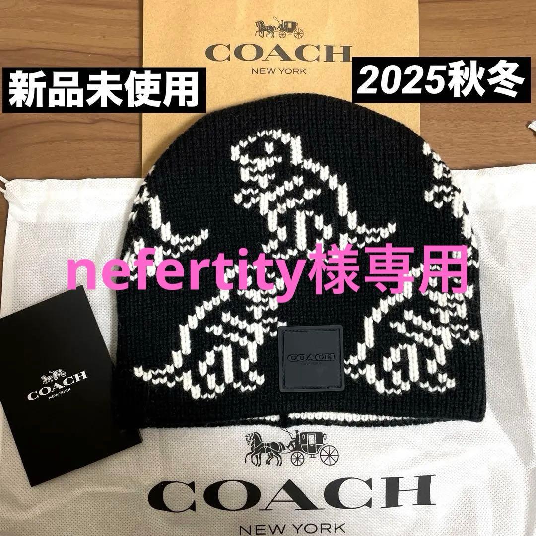 【新品未使用】COACHコーチ★ニット帽・ビーニー★ディノプリント 人気完売品