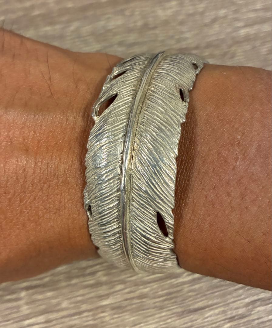 フェザー シルバー 925 バングル 羽根