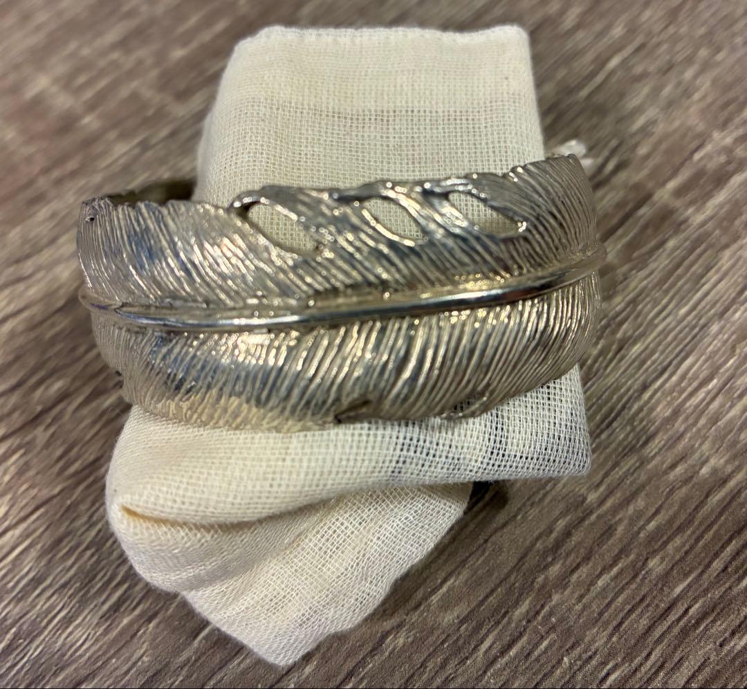 フェザー シルバー 925 バングル 羽根