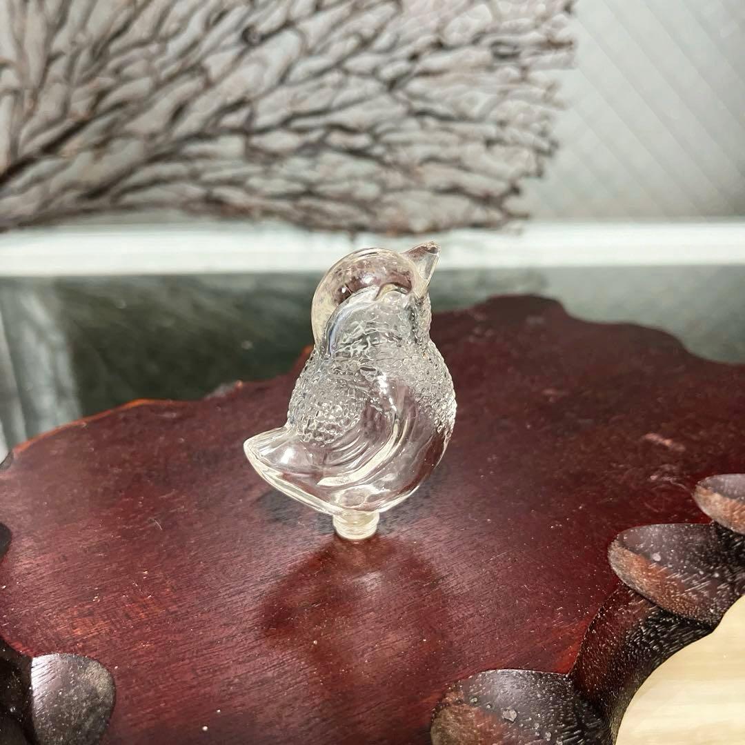 骨董　時代ガラス　プレスガラス　雀型　小鳥モチーフ　金平糖？香水瓶？ウランガラス