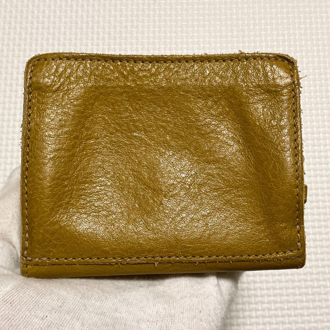 ・極美品　IL BISONTE　レザートリフォールドウォレット　カリーイエロー