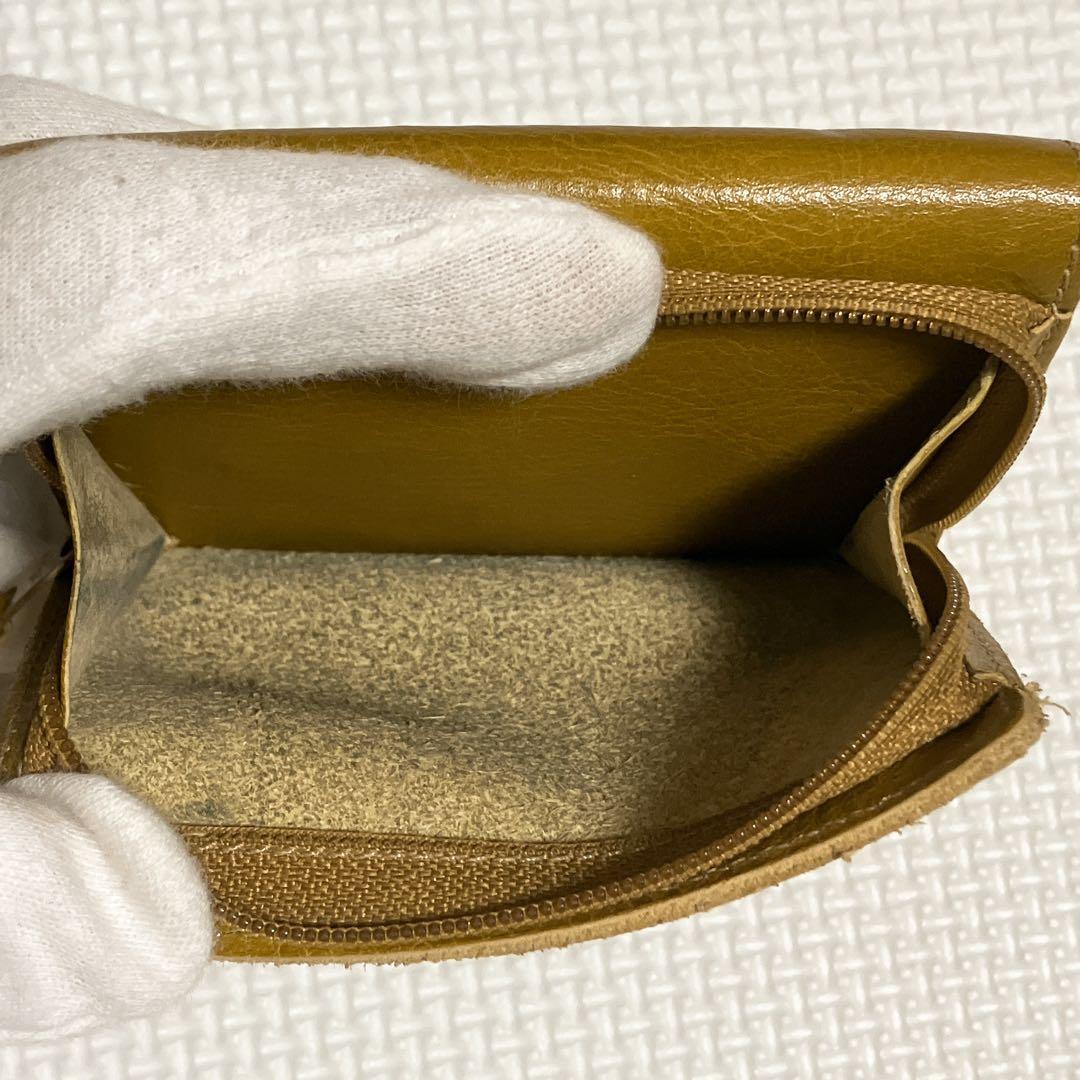 ・極美品　IL BISONTE　レザートリフォールドウォレット　カリーイエロー