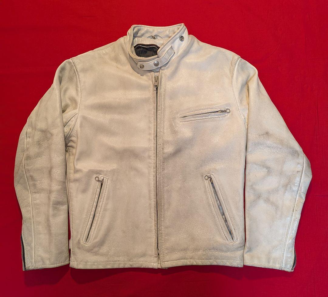 最終値下げ‼ 90s schott ホワイト シングルライダースジャケット305
