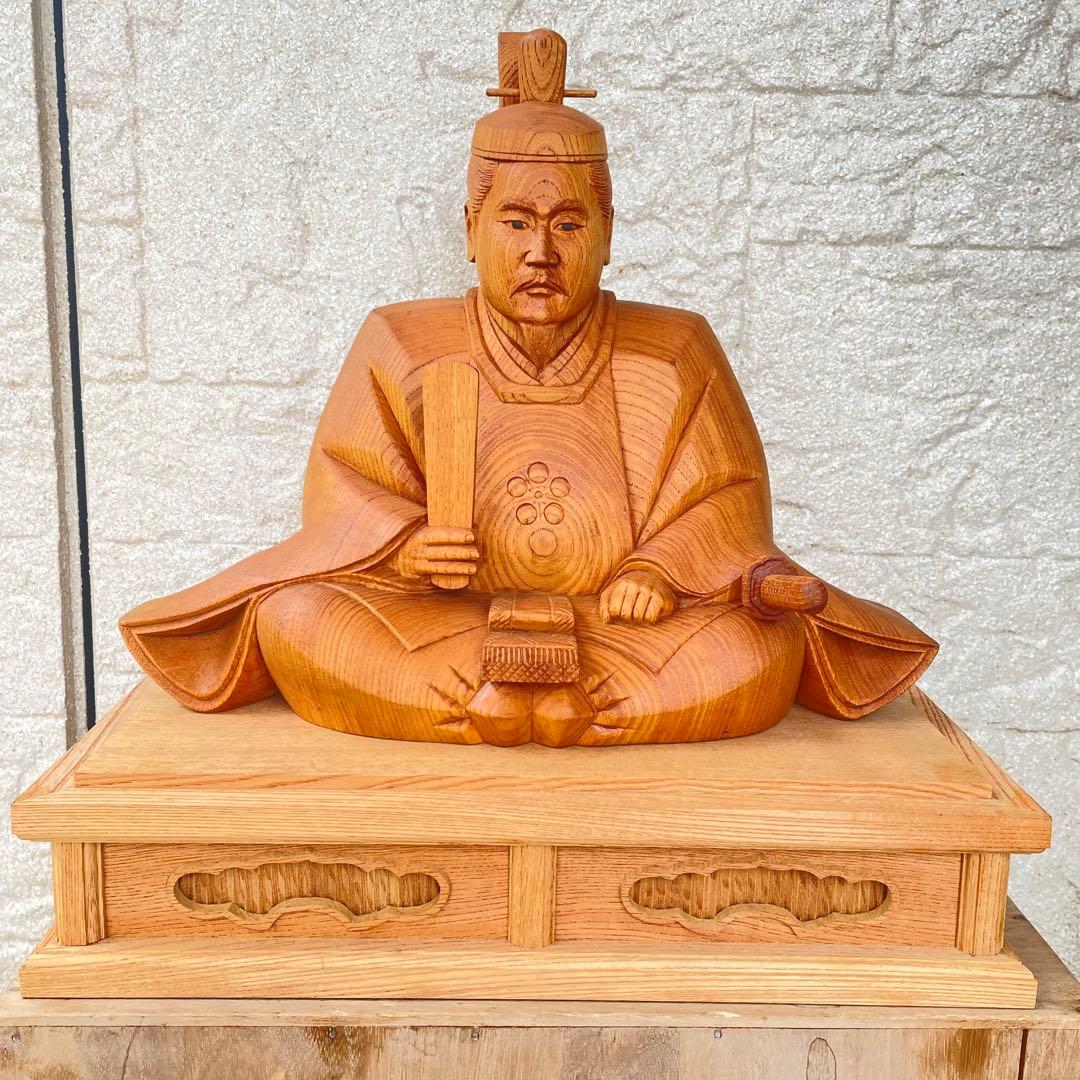 井波彫刻 木彫り 天神様 菅原道真公 菅公 学問の神様　共箱　伝統　工芸品