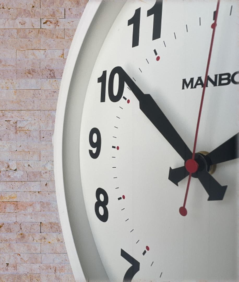 電波両面掛け時計ｍａｎｂｏ 両面掛時計 文字盤直径27CM 2kg （ホワイト)