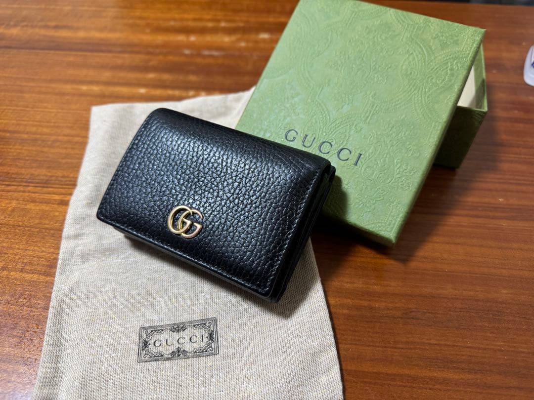 【正規品】GUCCI ブラックレザー 三つ折り財布