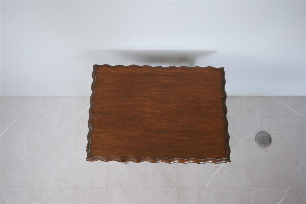 英国アンティーク木製サイドテーブル/オケージョナル机/飾り棚/花台(91-47)