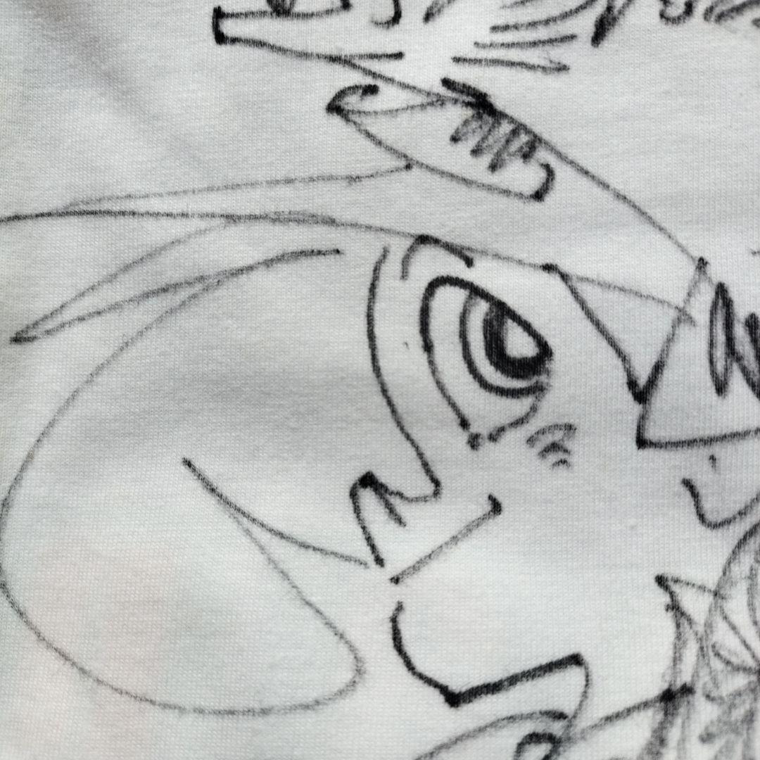 「新品未使用品」釣りキチ三平 矢口高雄 イラスト・サイン入Tシャツ 2002