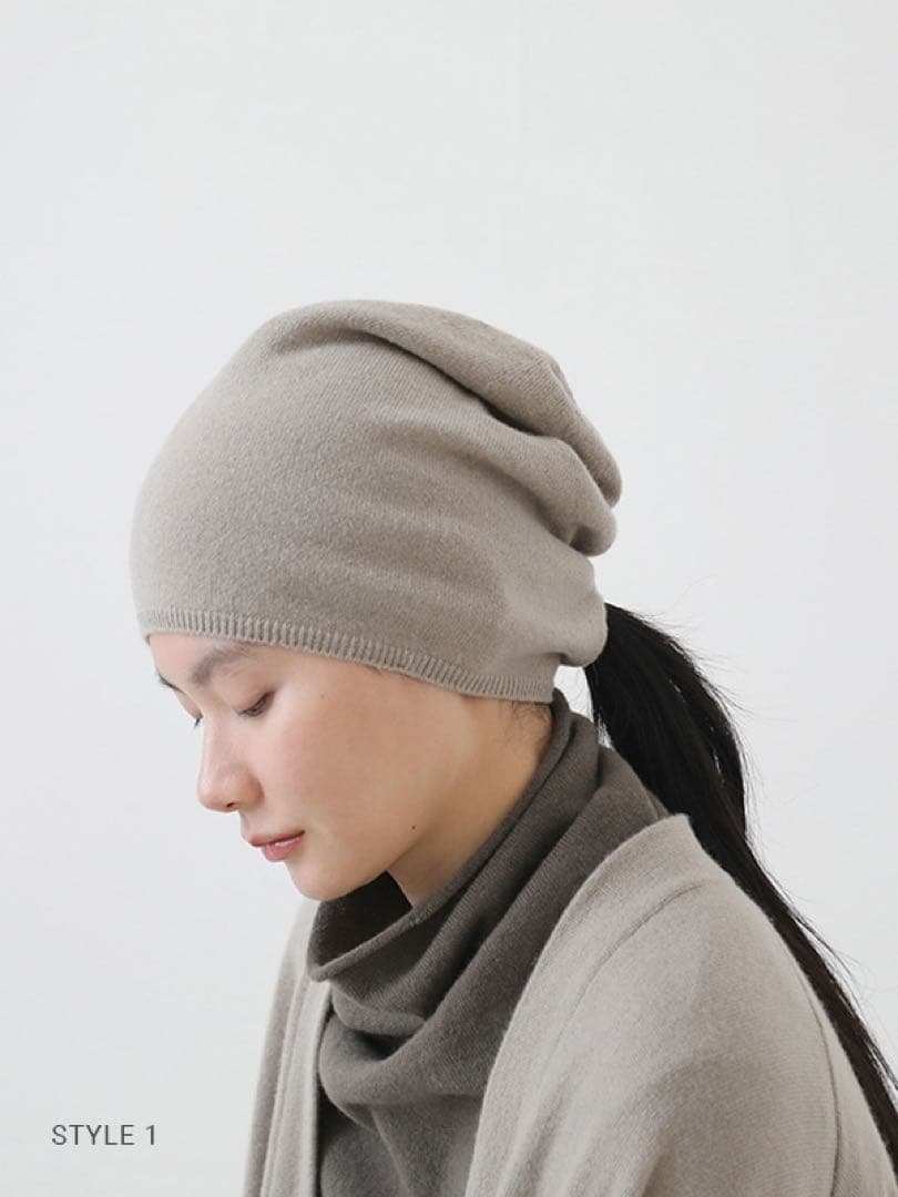 evameva カシミアキャップ カーキ