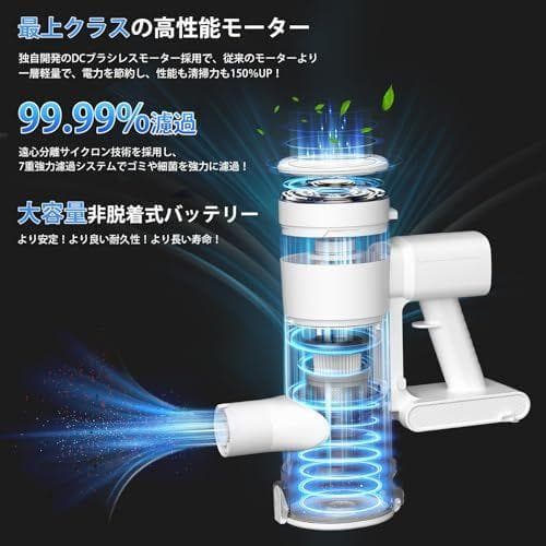 新春初売り 掃除機 コードレス 68000Pa 圧倒的吸引力 サイクロン 白