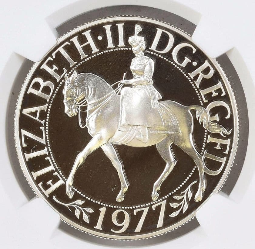 1977年 イギリス シルバージュビリー エリザベス2世 銀貨 PF69 箱付き
