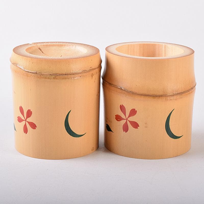 茶道具　古竹　雪月花　蓋置　一双　裏千家十四代淡々斎極め箱　V　R7979