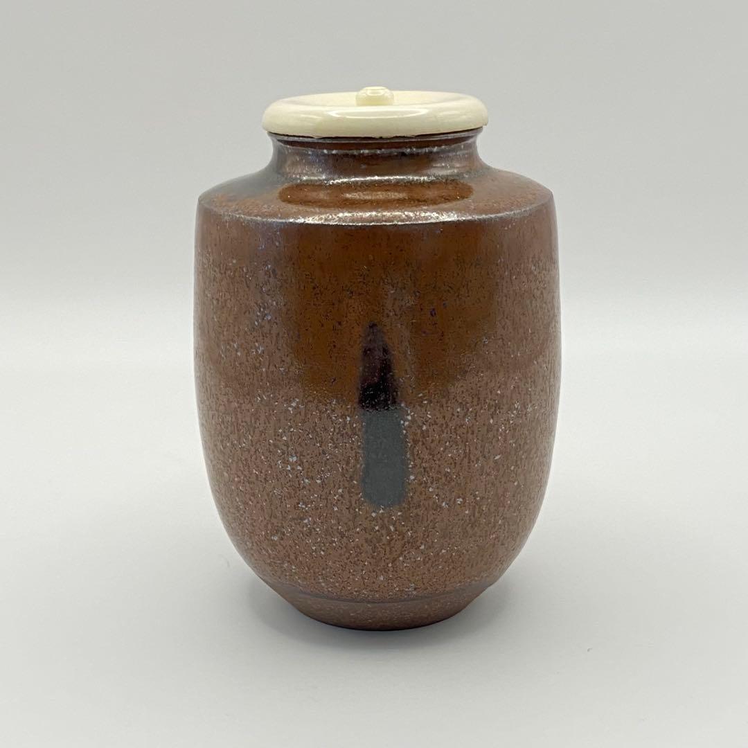 肩衝茶入 三笠山写　笹田有祥　共箱入　茶道具　濃茶器　仕覆:船越間道　古美術