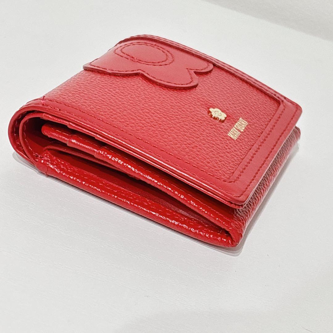 【未使用】MARY QUANT 二つ折り財布 レッド　本革 マリークワント 赤