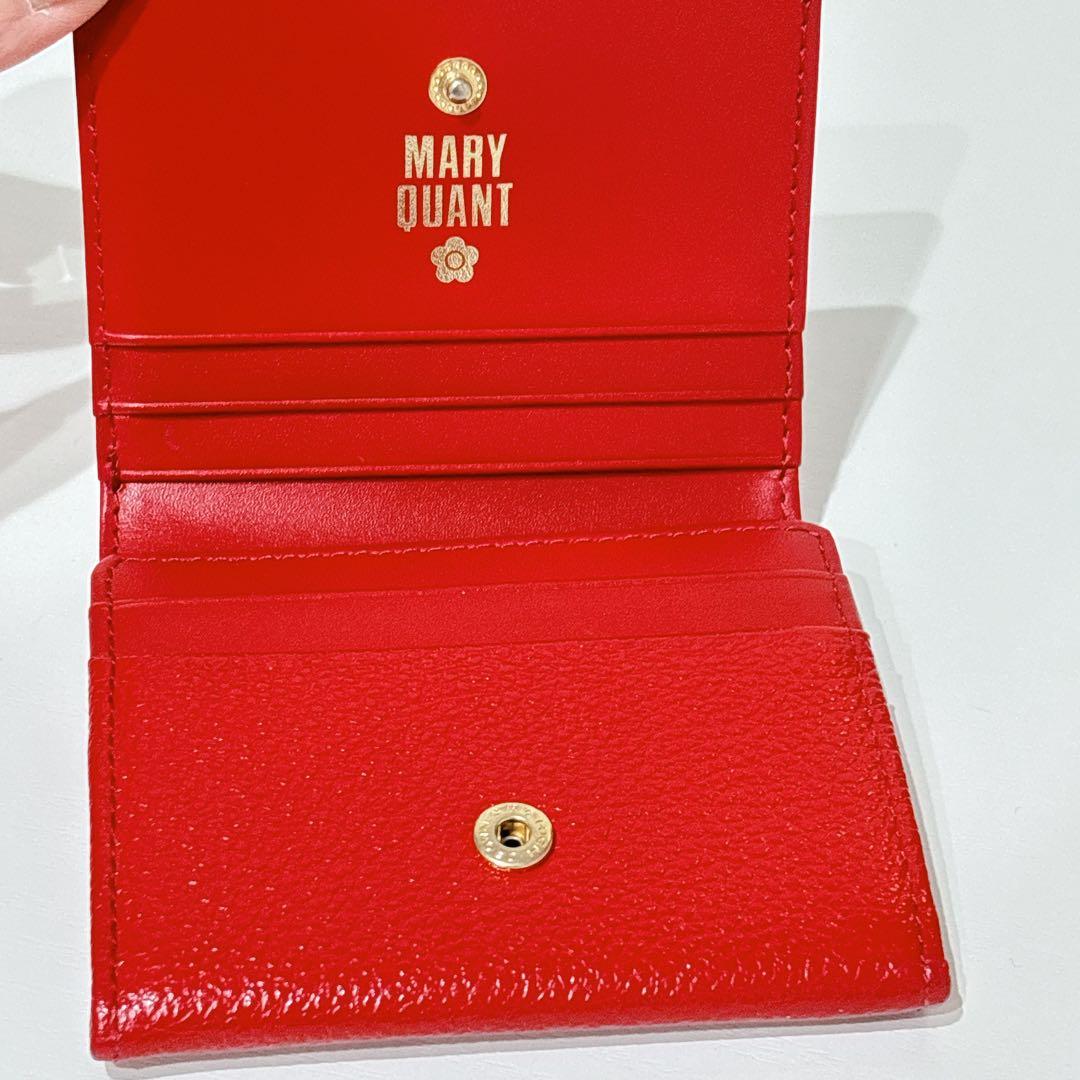 【未使用】MARY QUANT 二つ折り財布 レッド　本革 マリークワント 赤