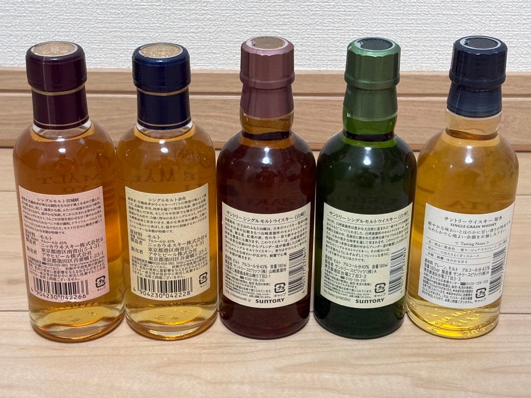 山崎、白州、知多、余市、宮城峡180ml 5本セット