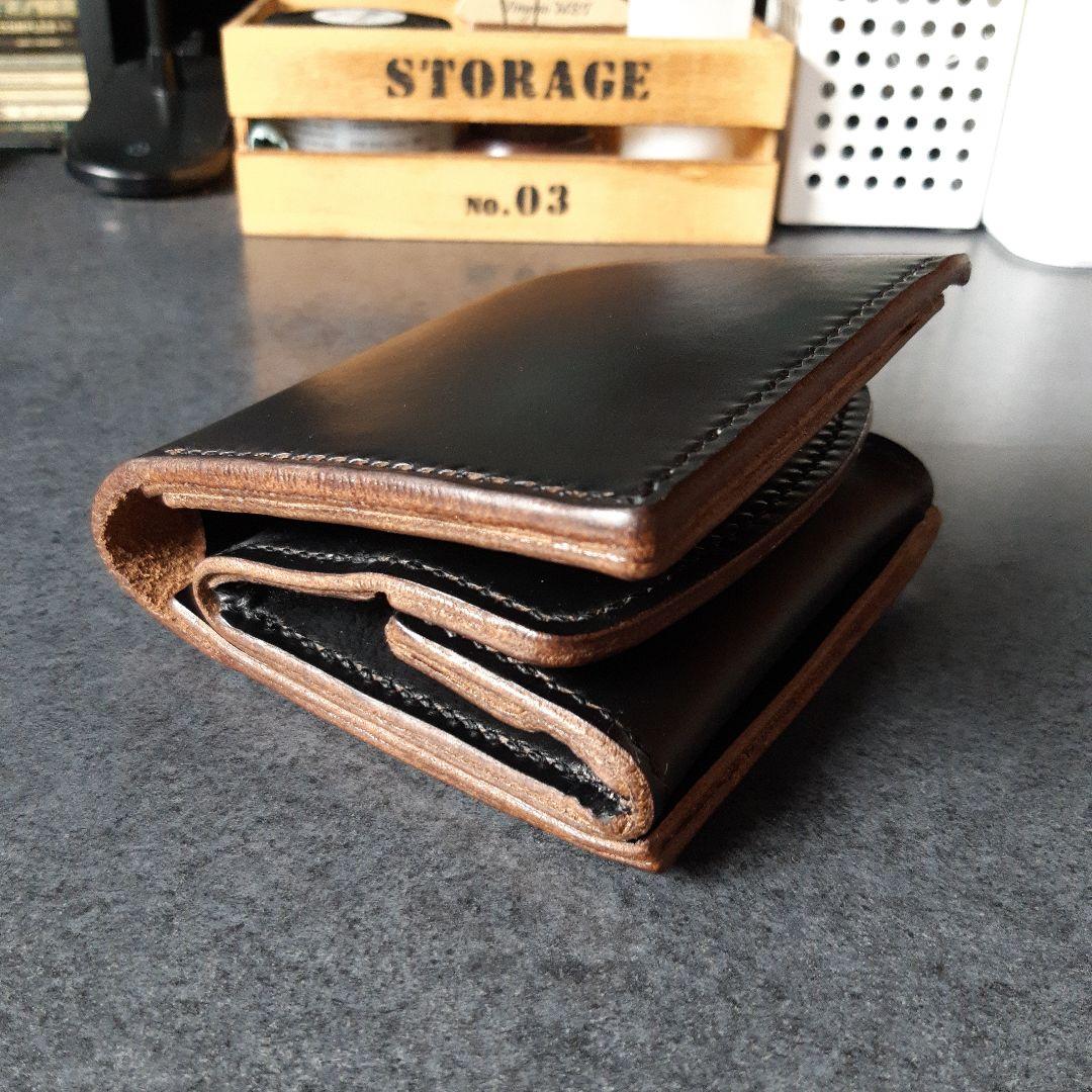 特厚★HORWEEN★クロムエクセル　二つ折り財布 オールブラック