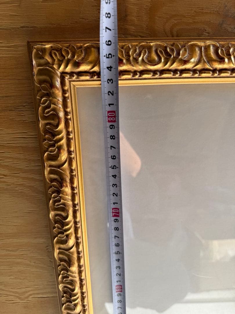 絵　ポスターアンティーク大きい額縁Ａ１ 金色装飾フレーム プラスチックガラス付き