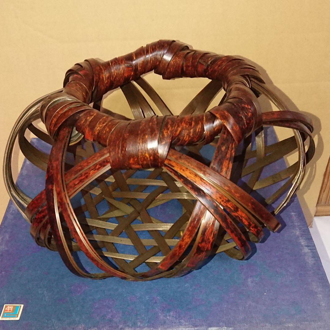 八木澤竹工房・四国産虎竹使用・亀甲盛籠・八木澤正氏作品・未使用品・値引き中