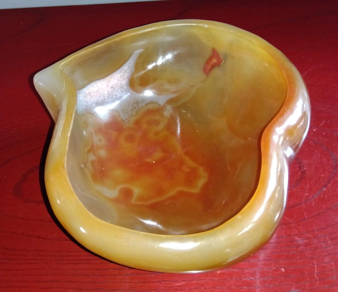 希少巨大瑪瑙ハート型彫り物オブジェ置物