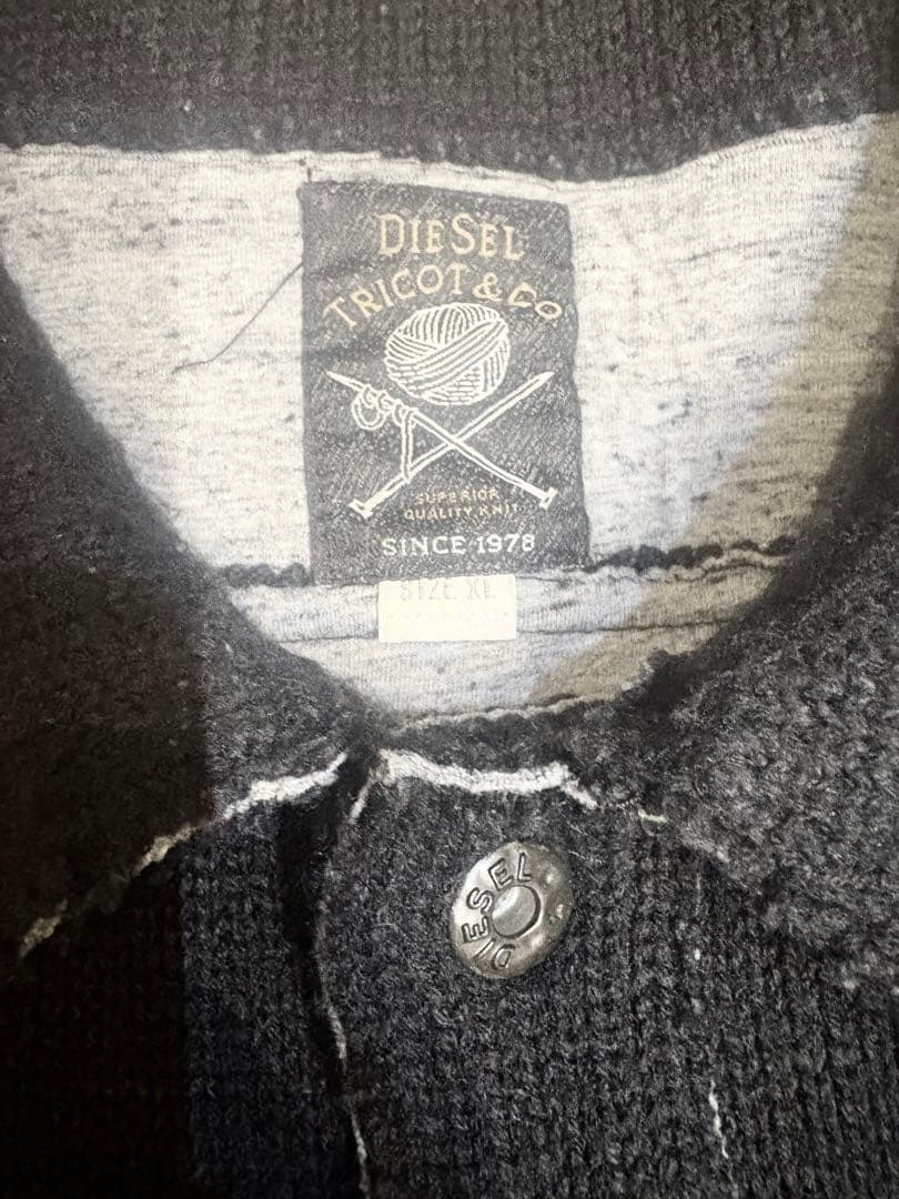DIESEL ディーゼル　ニット生地　デニムジャケット調　ブラックジャケット