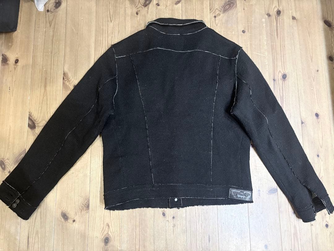 DIESEL ディーゼル　ニット生地　デニムジャケット調　ブラックジャケット