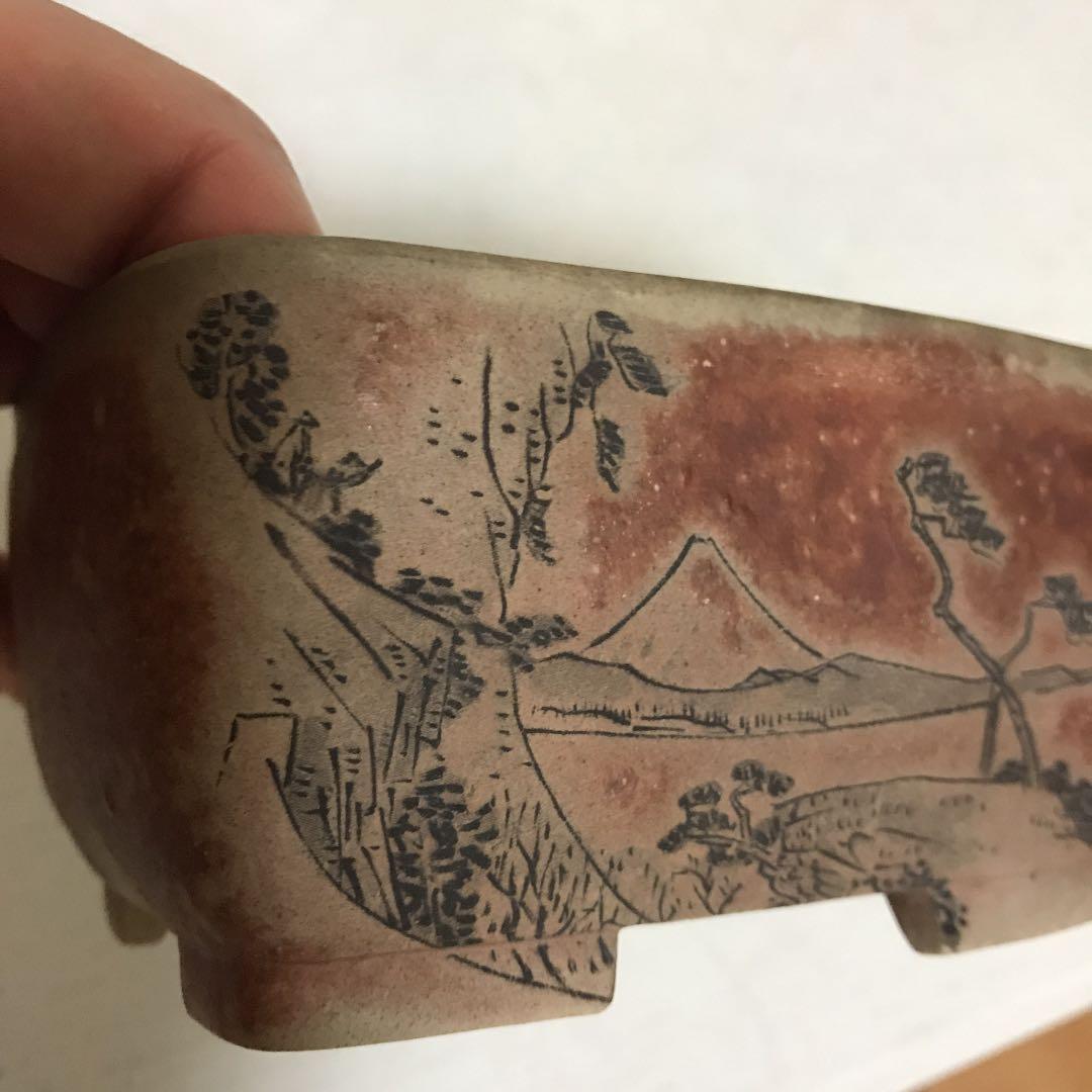 盆栽鉢　小品盆栽鉢　文山盆栽鉢東海道五十三次希少レア時代骨董鉢