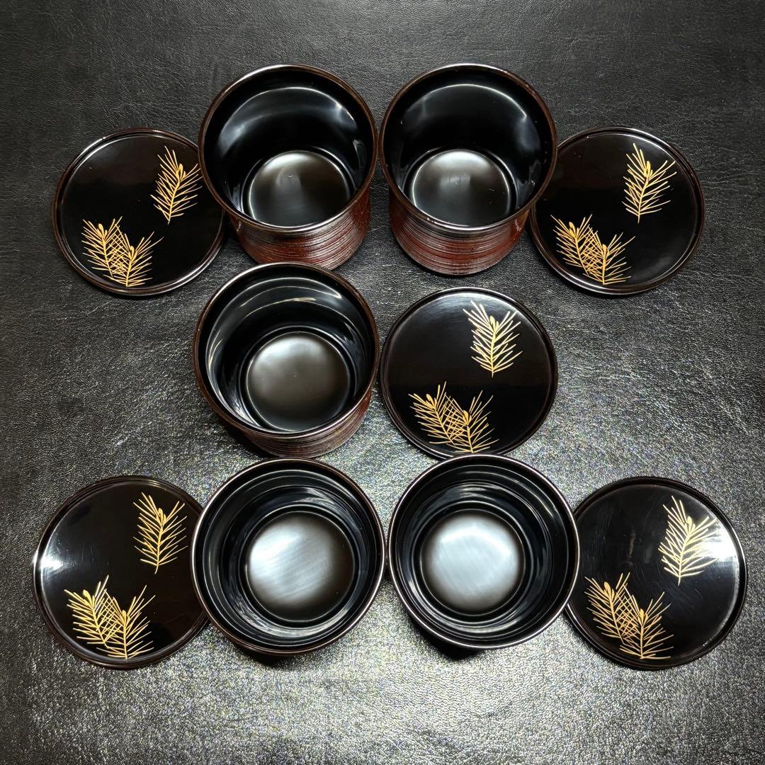★輪島塗！蒔絵付 輪島屋 小吸物椀 五客！『輪島屋造』！共箱！★