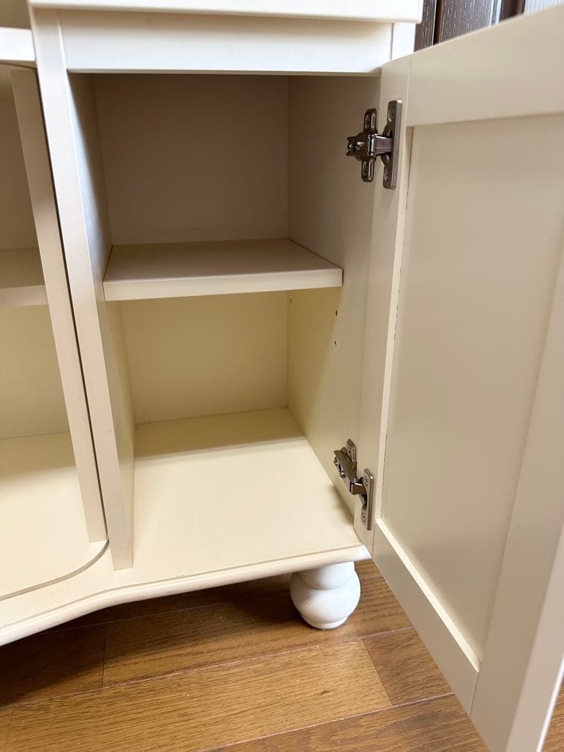 Kiyoka アンティーク　オフホワイト花柄キャビネット　チェスト