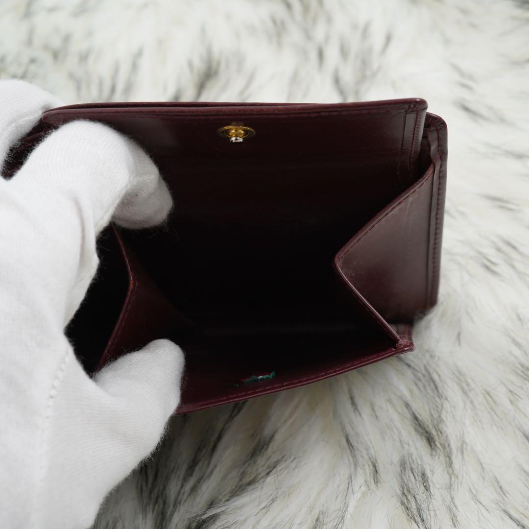 美品　箱付き　Cartier カルティエ　折り財布　マストライン　ボルドー　希少