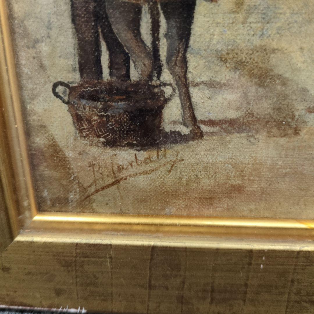 田舎の風景 油彩画 二つのパネル