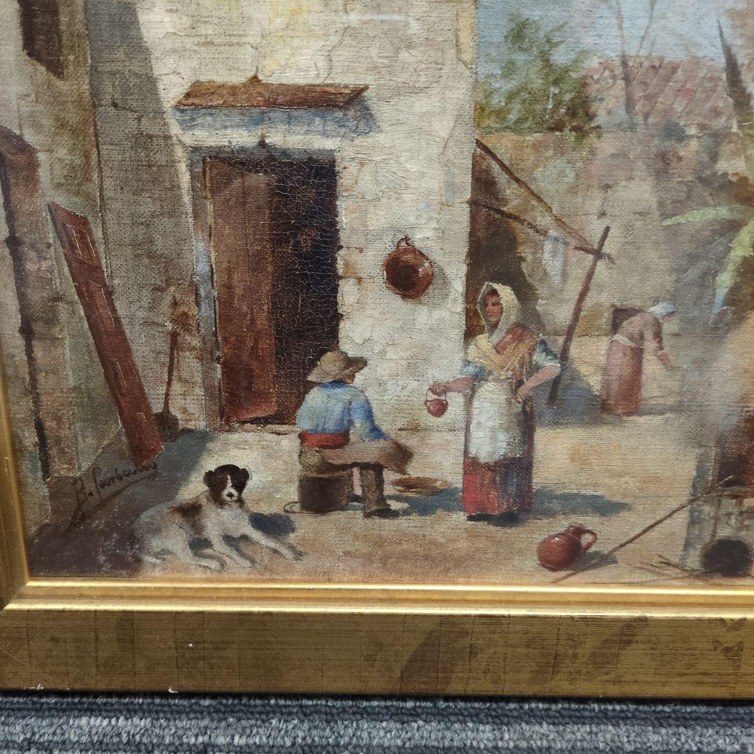 田舎の風景 油彩画 二つのパネル