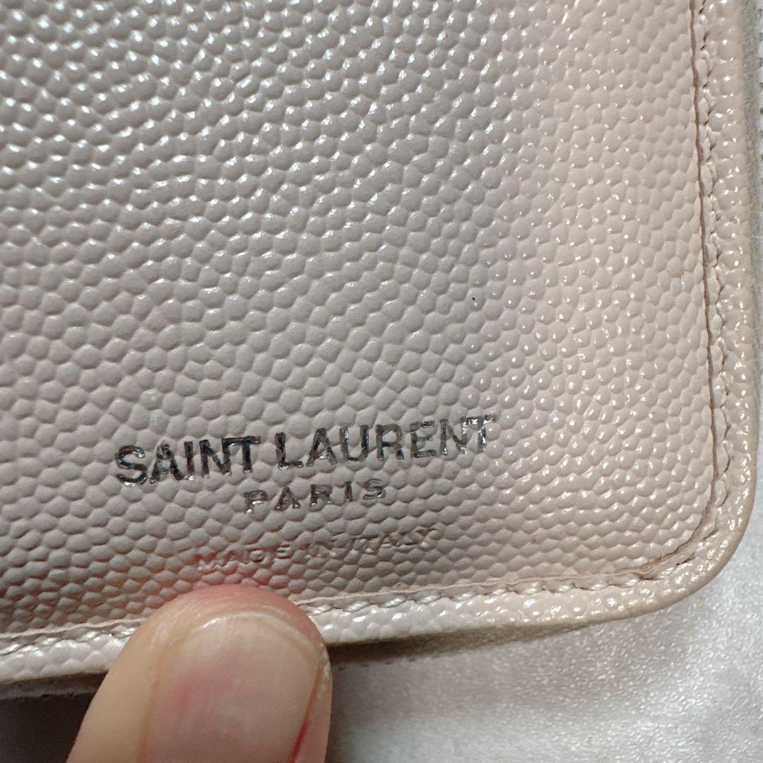 SAINT LAURENT サンローラン キルティングYSL金具 財布 ベージュ