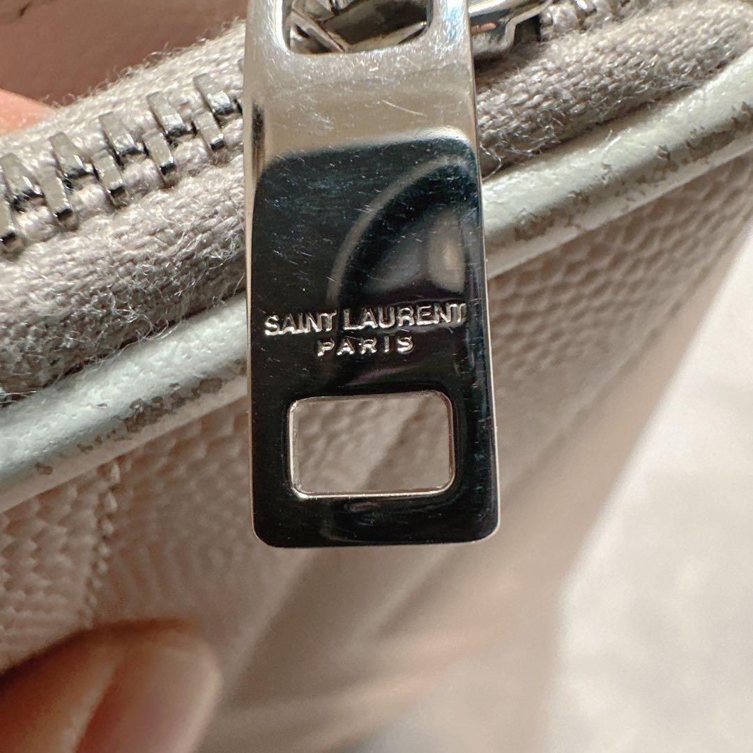 SAINT LAURENT サンローラン キルティングYSL金具 財布 ベージュ