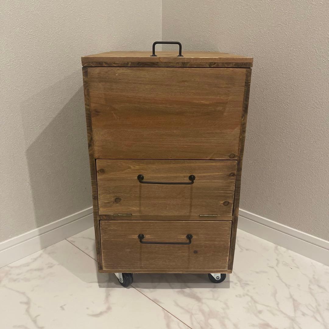 スタジオクリップ　メイクボックス　収納棚　木製　インテリア　ミラー　キャスター付