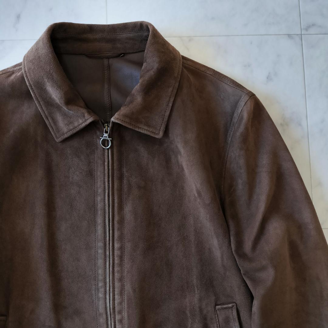 サルバトーレフェラガモ スエードモトブルゾン 50 L レザージャケット 羊革
