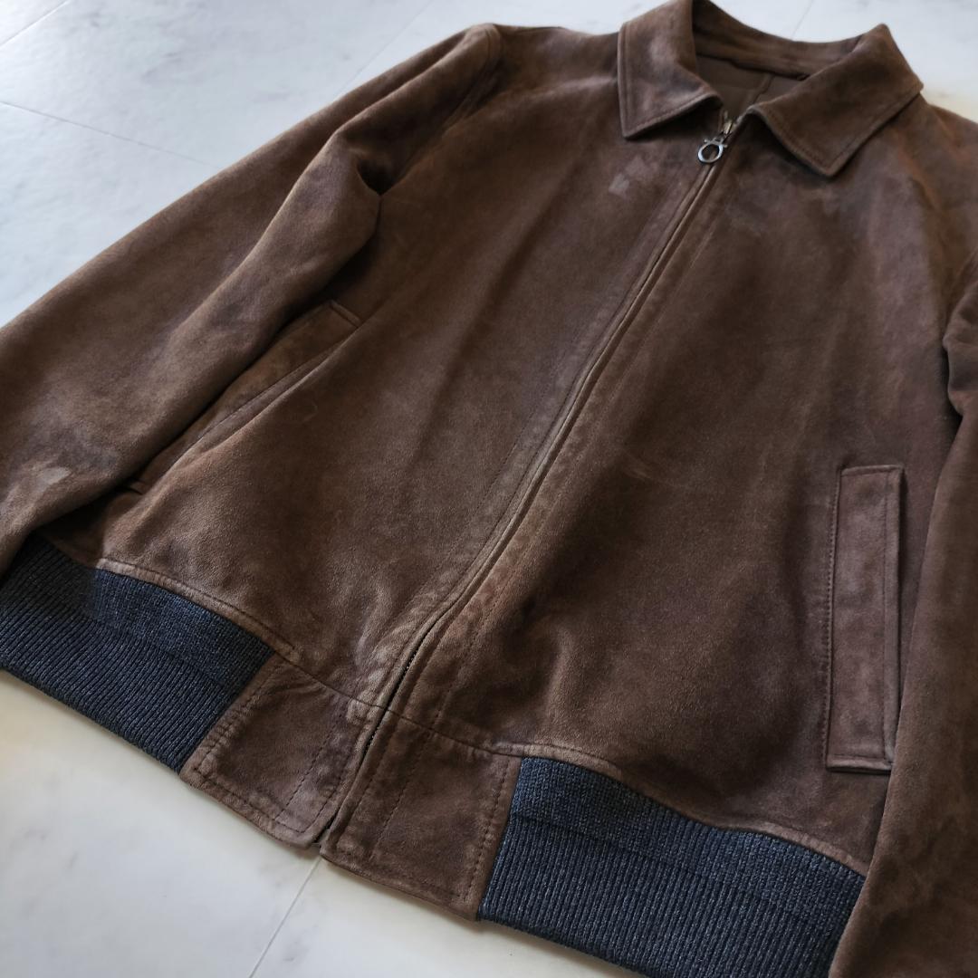 サルバトーレフェラガモ スエードモトブルゾン 50 L レザージャケット 羊革